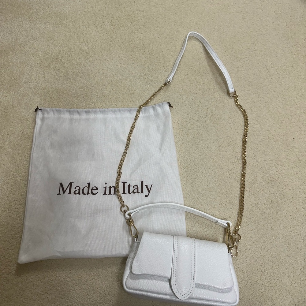 Genuine Italian Leather White Mini Crossbody – Made in Italy